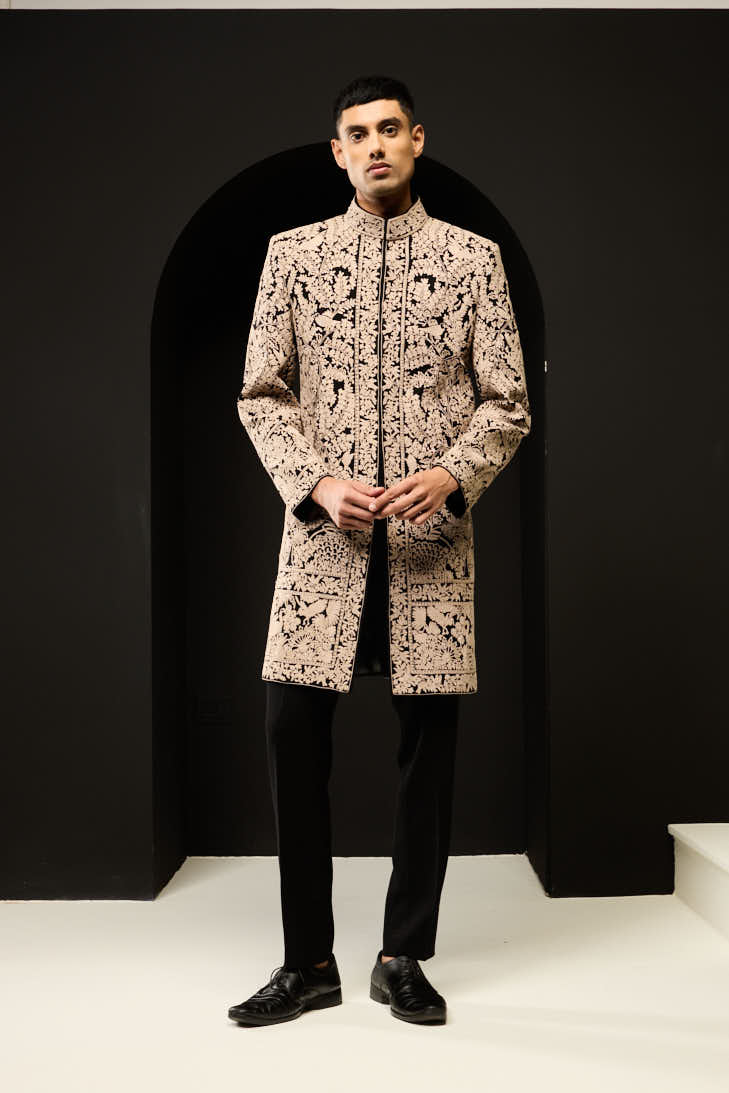 Black indowestern detailing with thread work