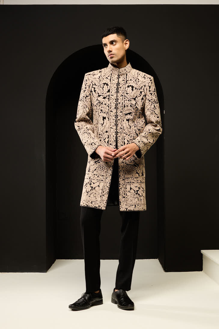 Black indowestern detailing with thread work