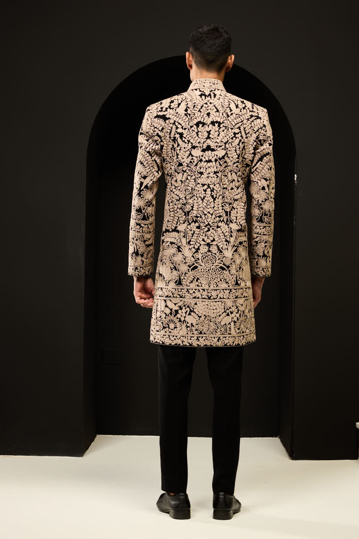 Black indowestern detailing with thread work