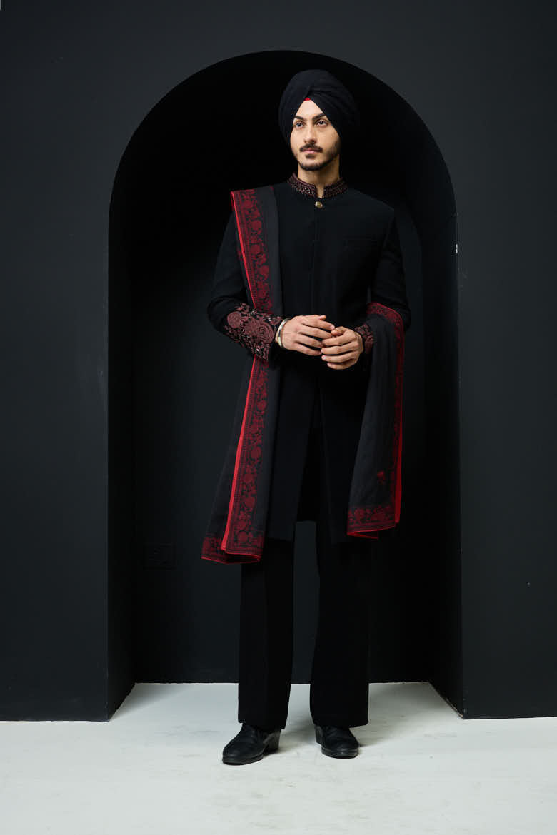 Black indo Western with spring thread work