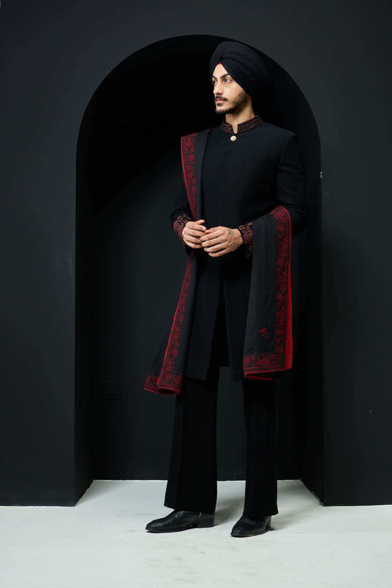 Black indo Western with spring thread work