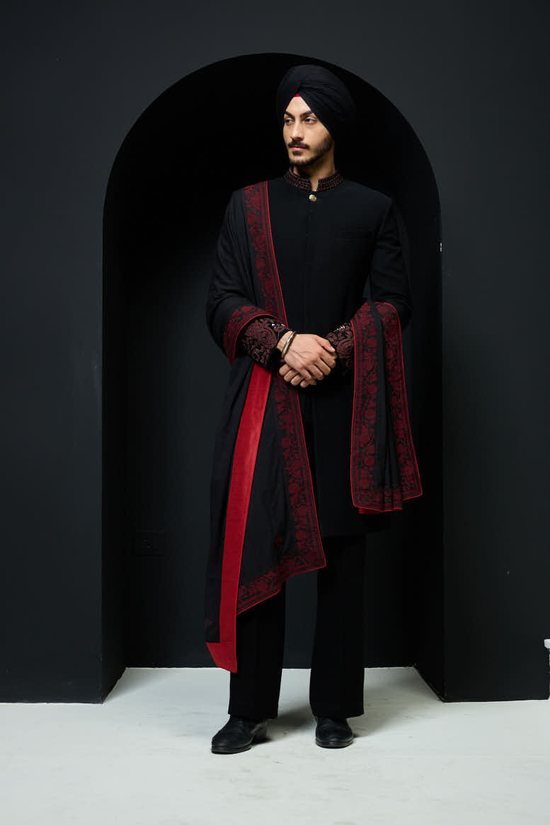 Black indo Western with spring thread work