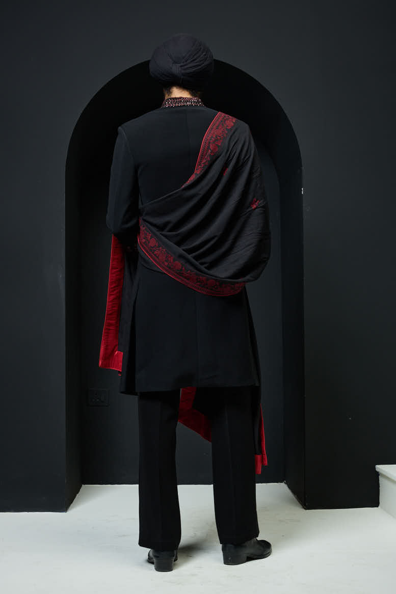Black indo Western with spring thread work