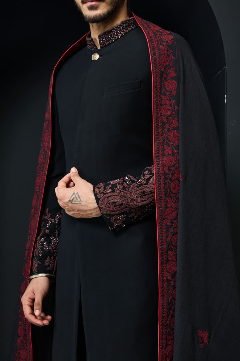 Black indo Western with spring thread work