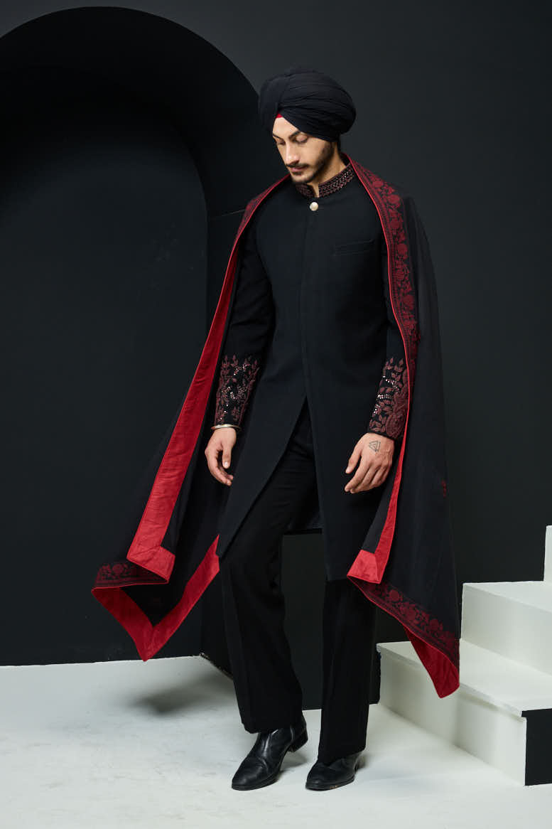Black indo Western with spring thread work