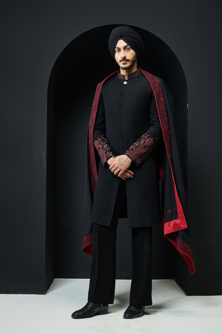 Black indo Western with spring thread work