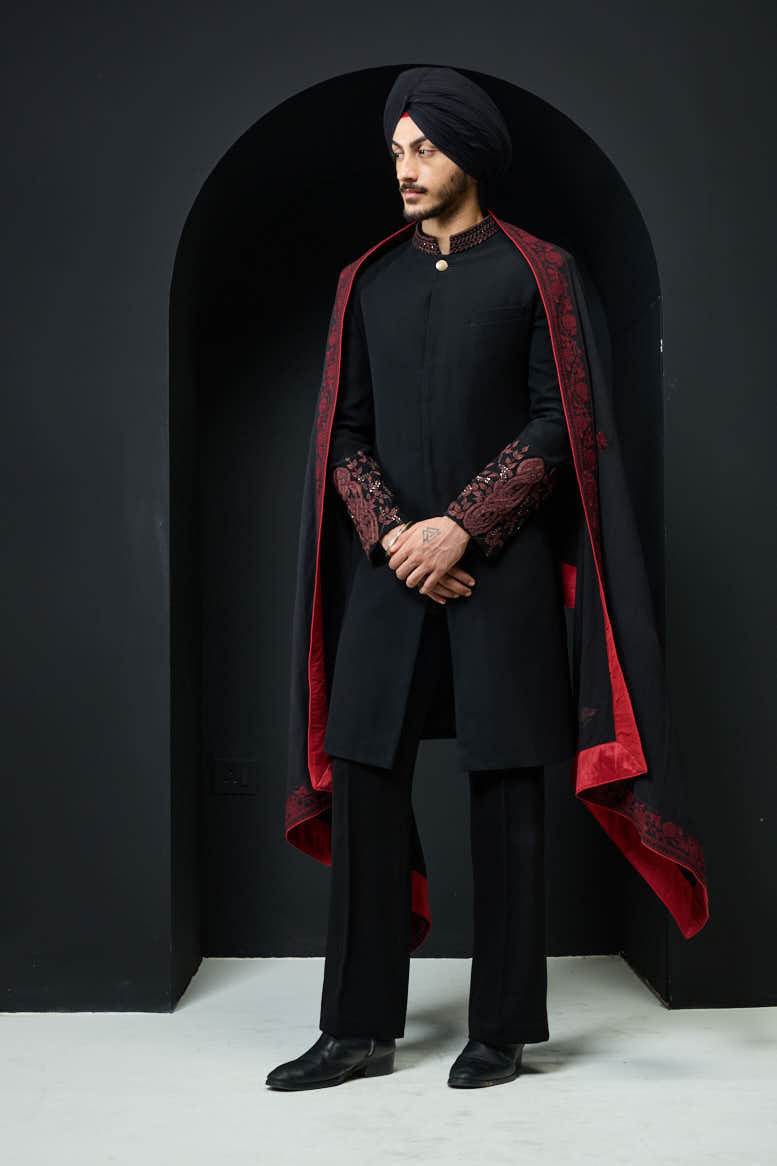Black indo Western with spring thread work