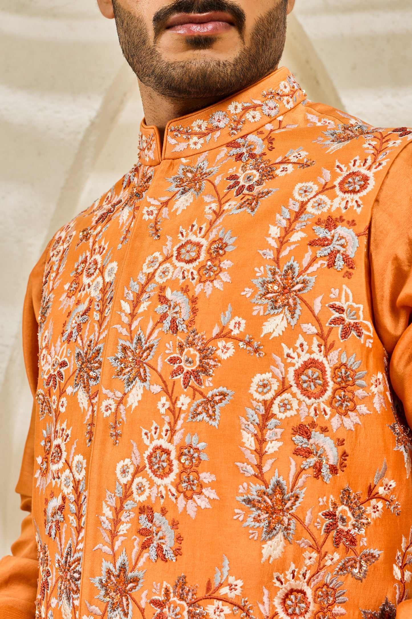 Burnt Orange Bloom Waistcoat Set
