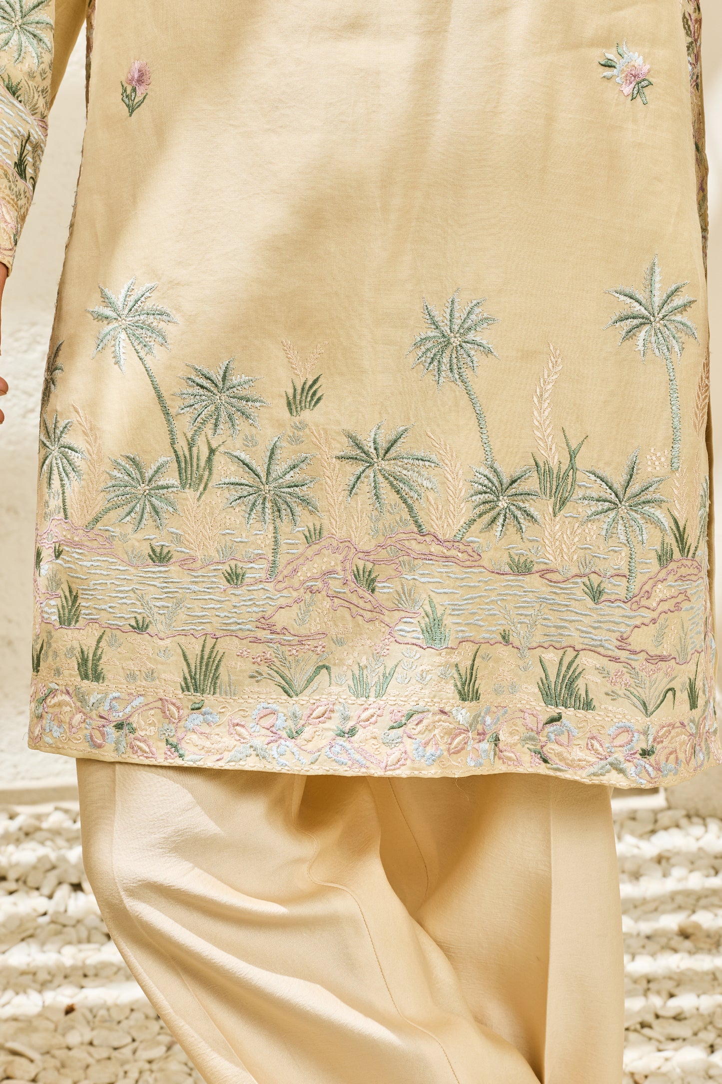 Beige Tropica Waistcoat Set