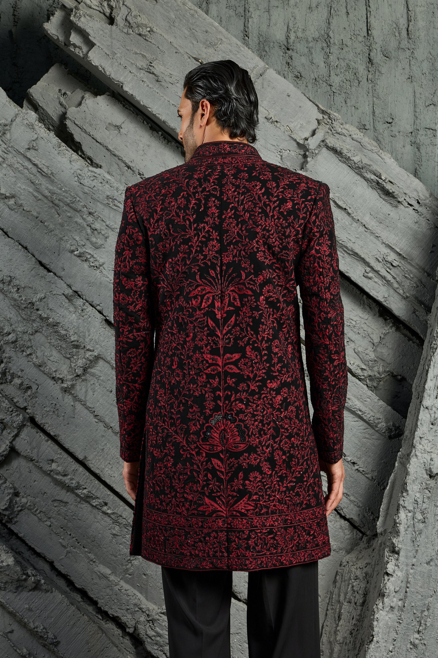 Black Jamawar Indowestern Set