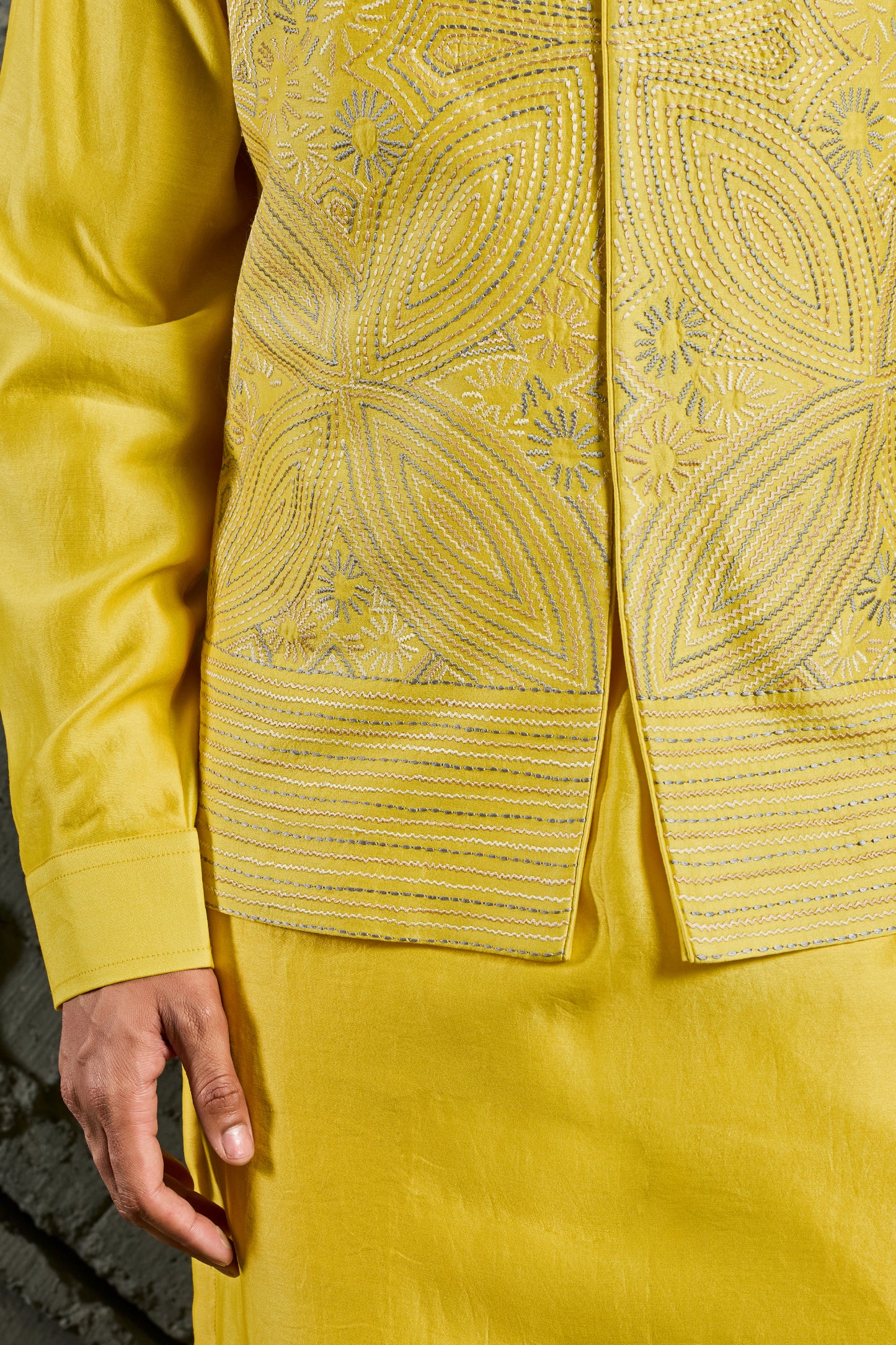 Yellow Sunray Waistcoat Set