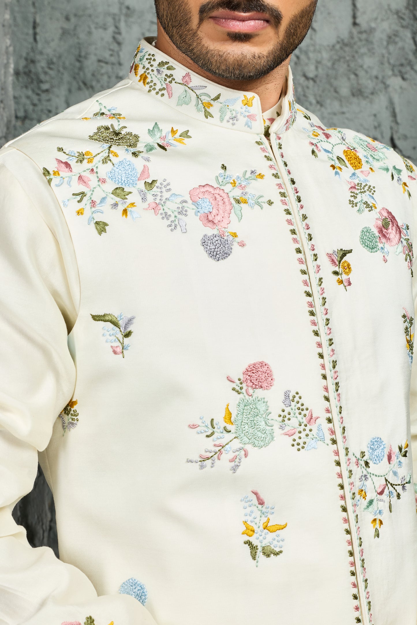 Ivory Gulmohar Bloom Waistcoat Set
