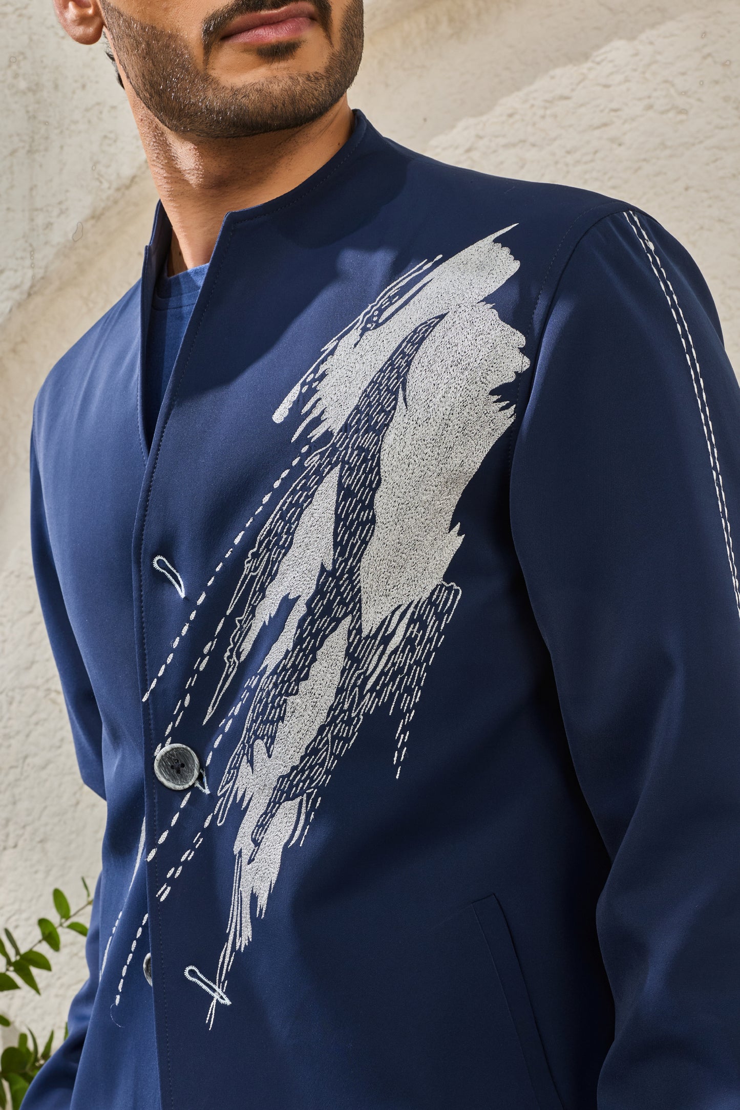 Navy Paint Strokes Shacket Set