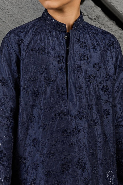 Azure Blossom Embroidered Kurta Set