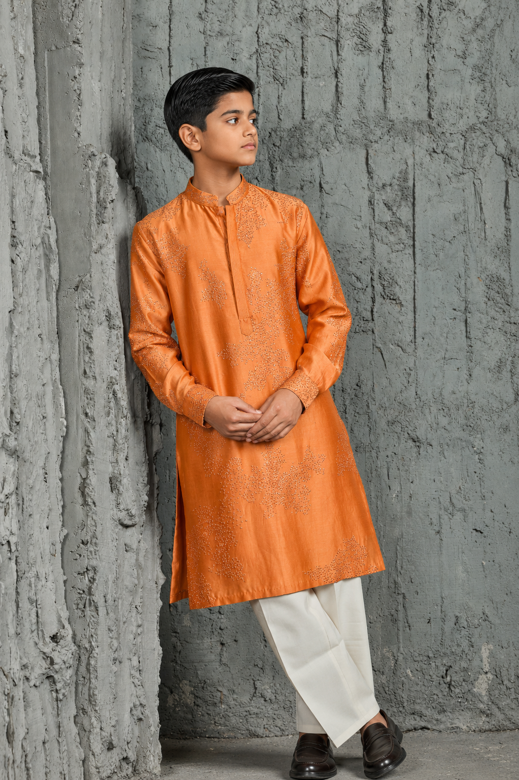 Sunset Bloom Orange French Knot Kurta Set