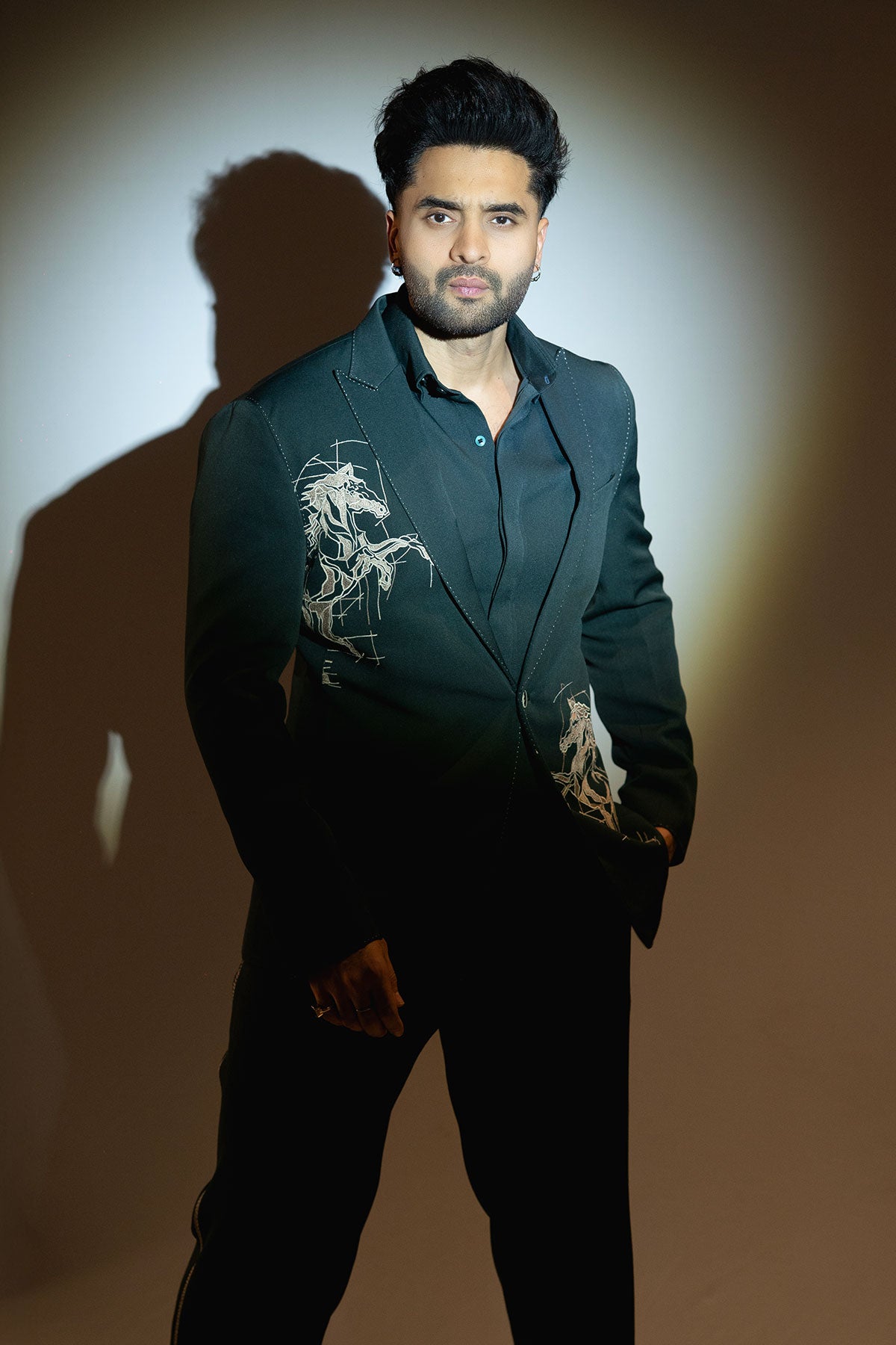 Jackky Bhagnani in Green blazer set