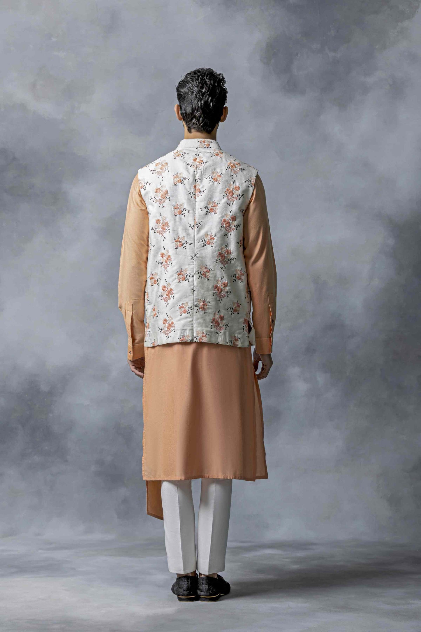Orange Thread Work Waistcoat Set