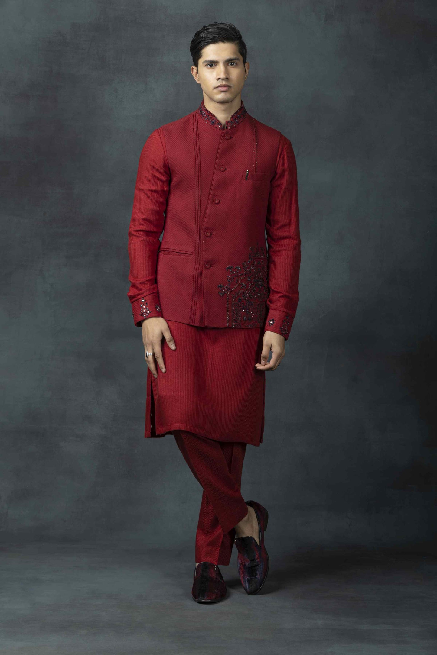 Red Placement Waistcoat Set