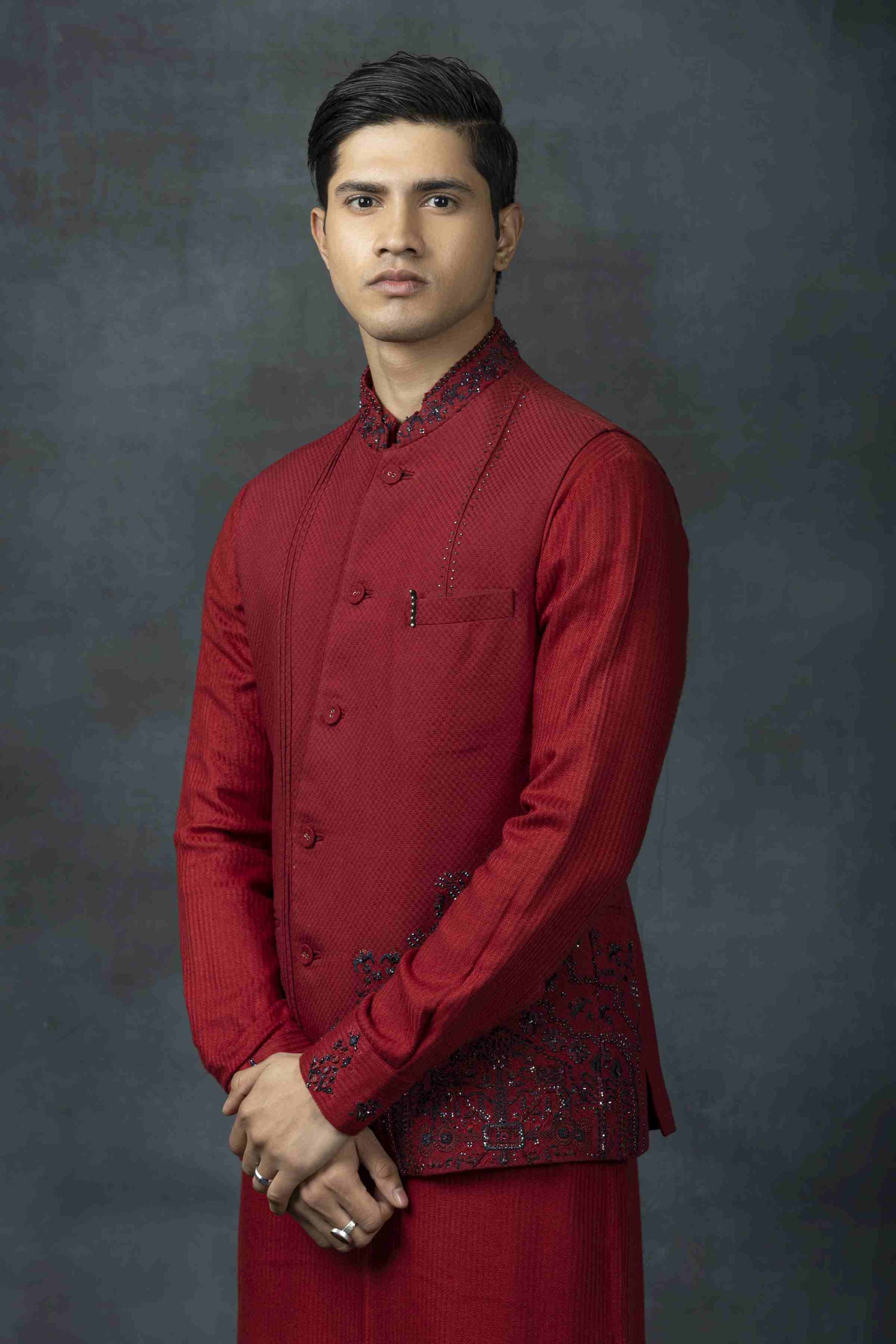 Red Placement Waistcoat Set