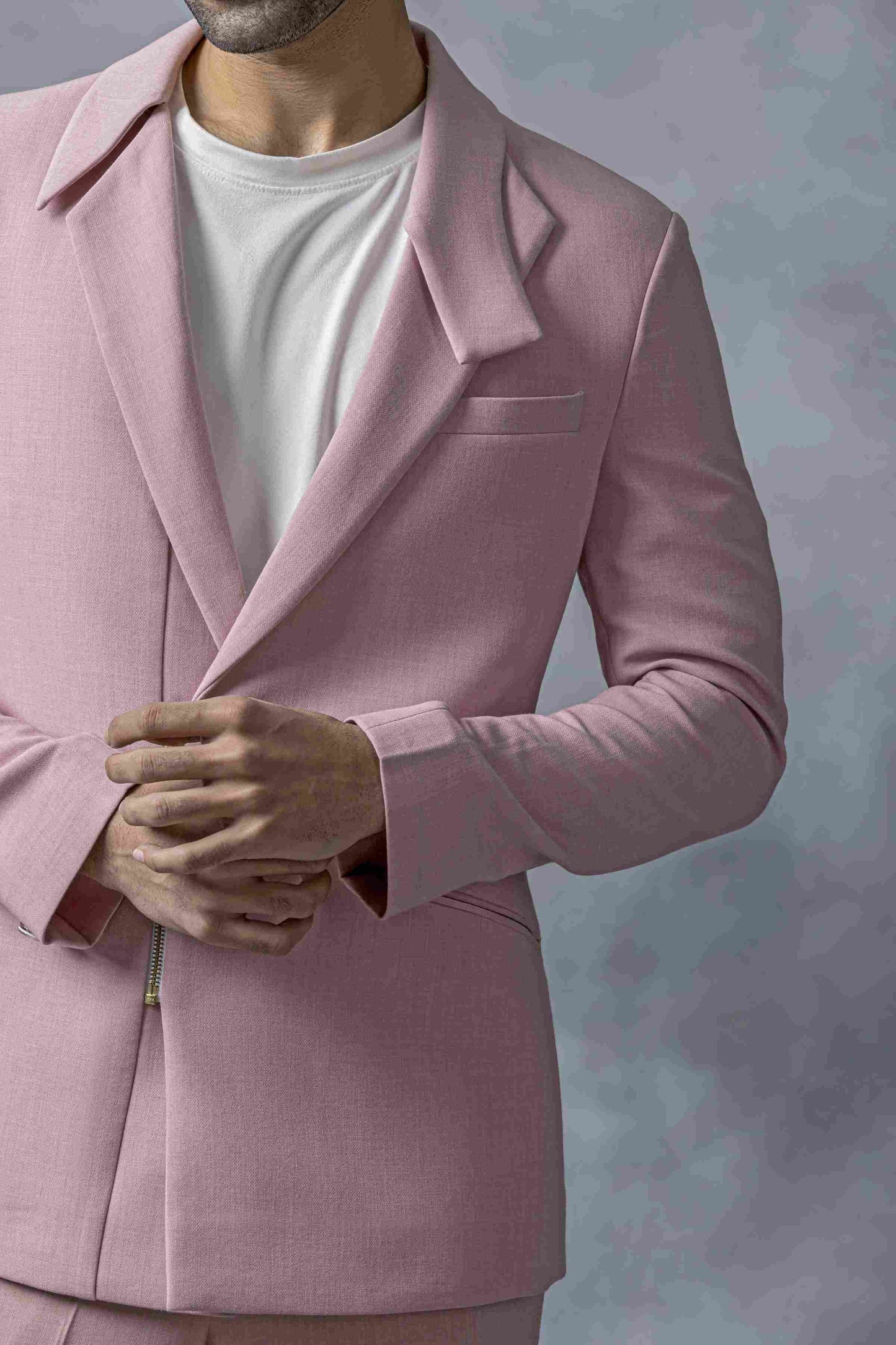 Classic Pink Zipper Jacket Set