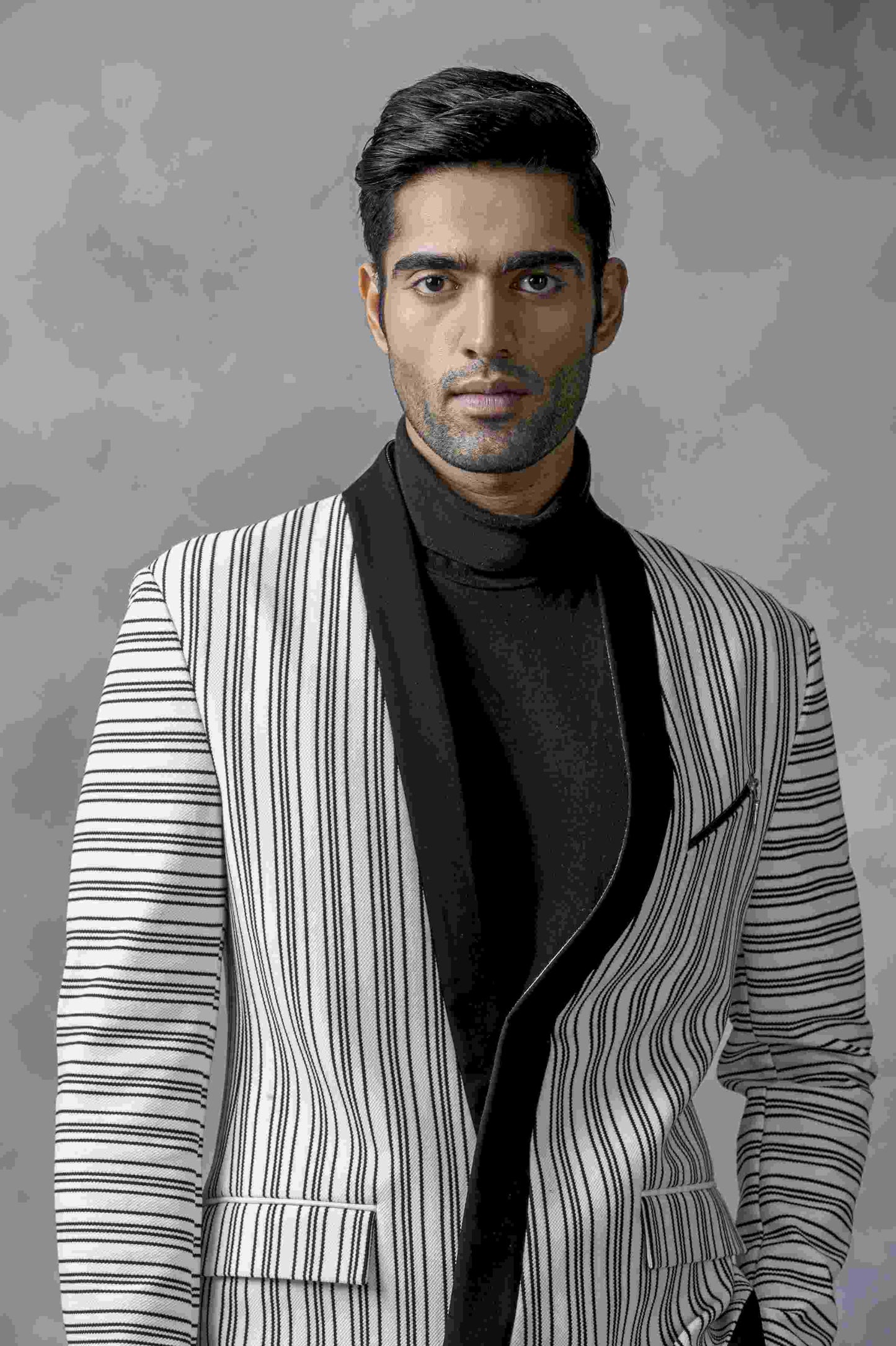 Black And White Knitted Jacket