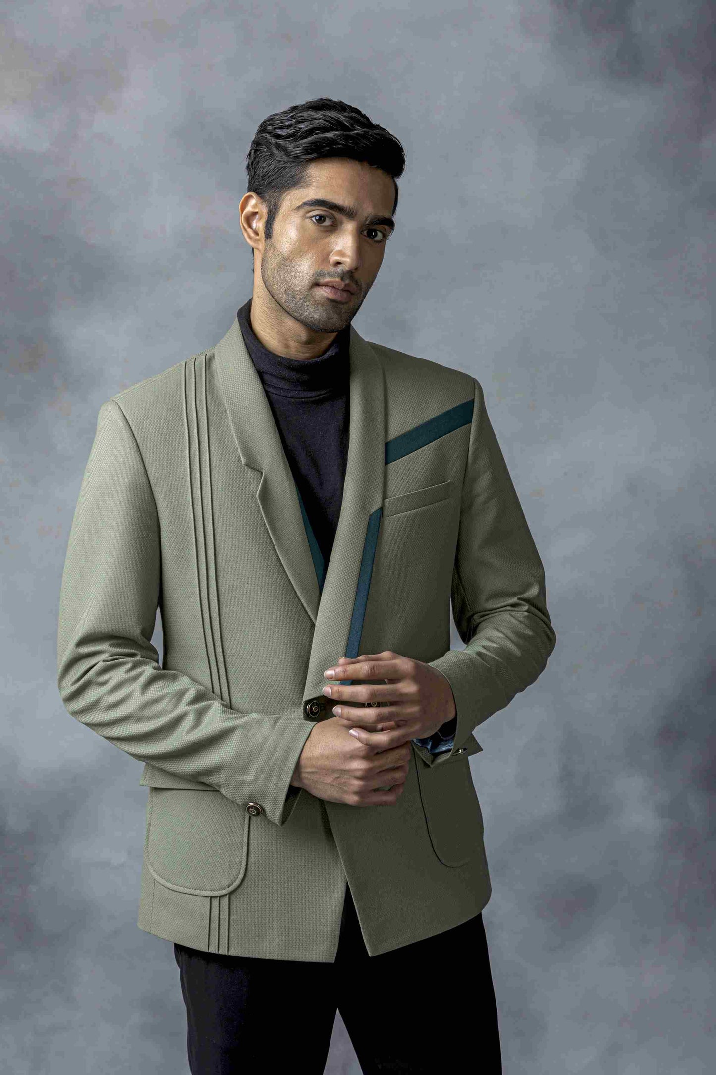 Green Pintuck Blazer