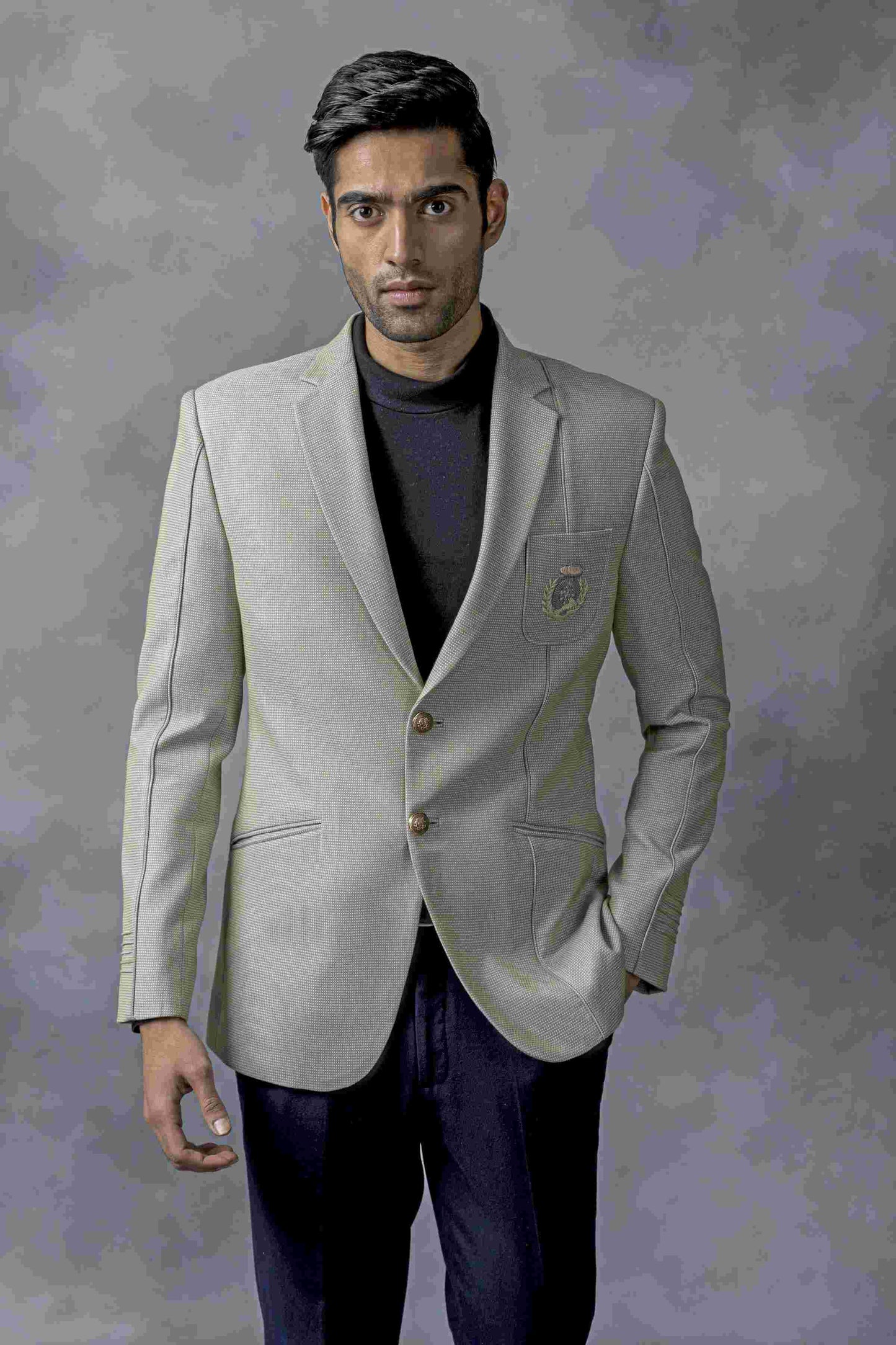 Grey Blazer With Patch Pocket