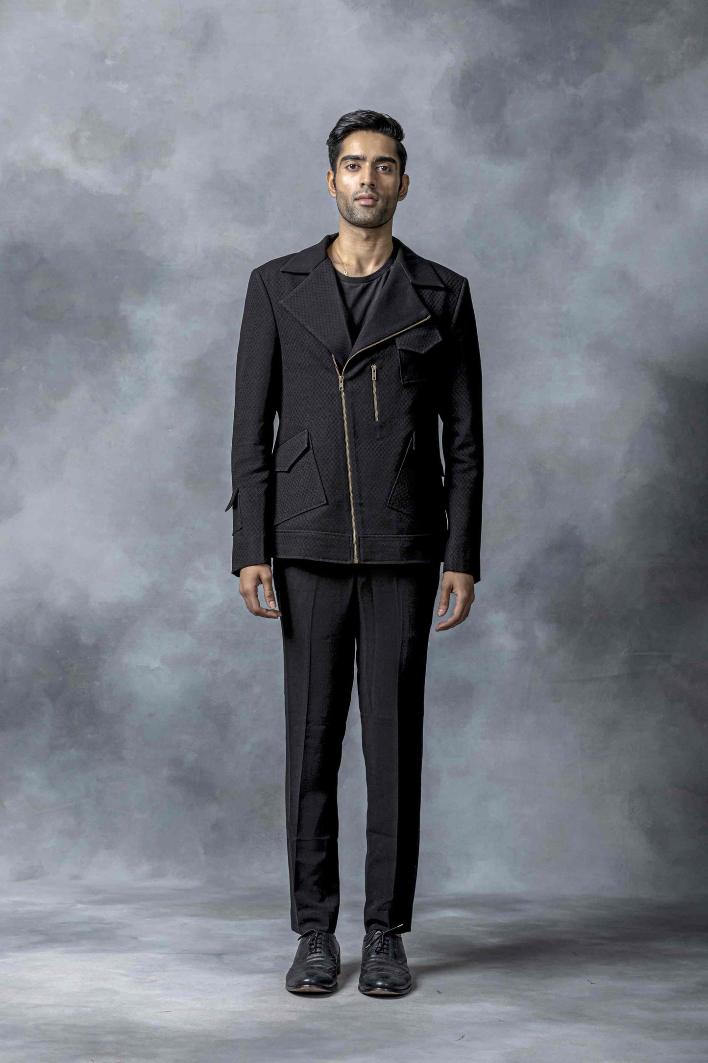 Black Slant Zipper Jacket