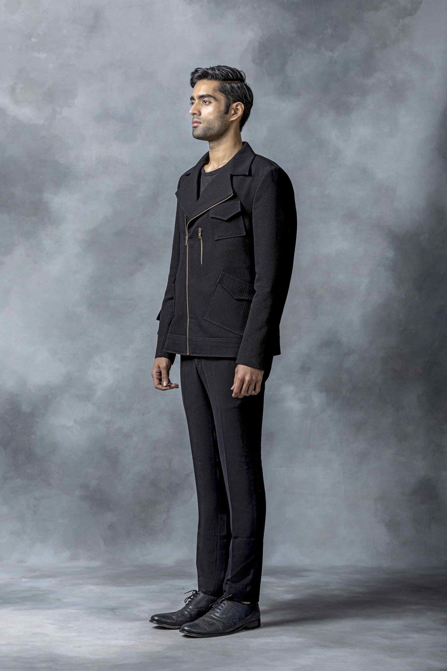 Black Slant Zipper Jacket