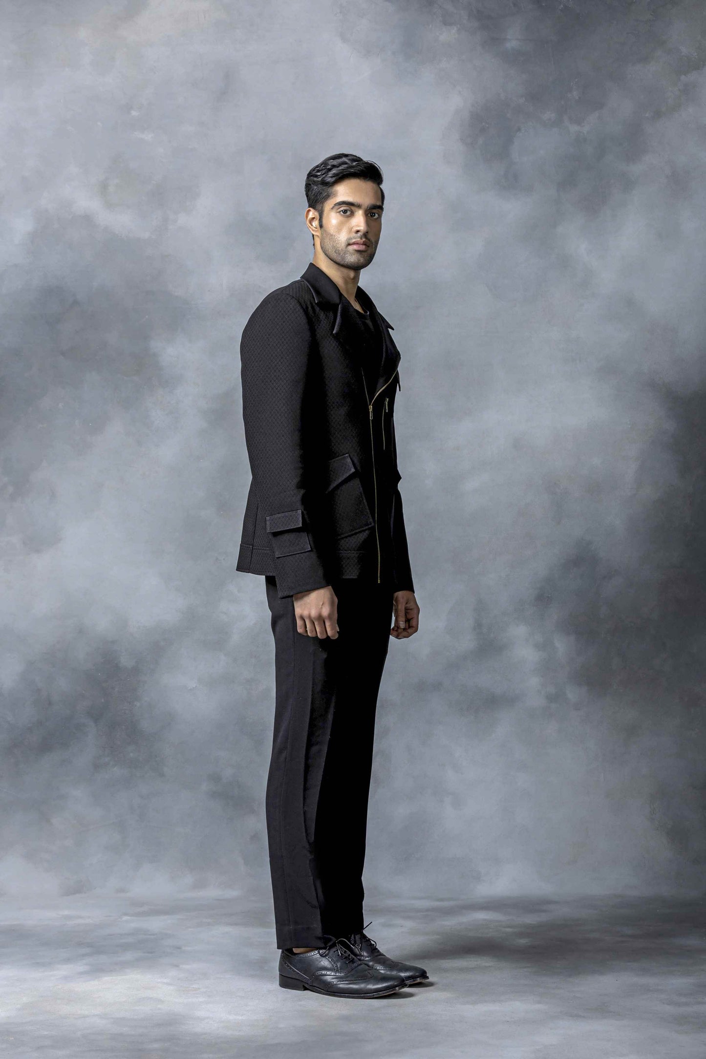 Black Slant Zipper Jacket