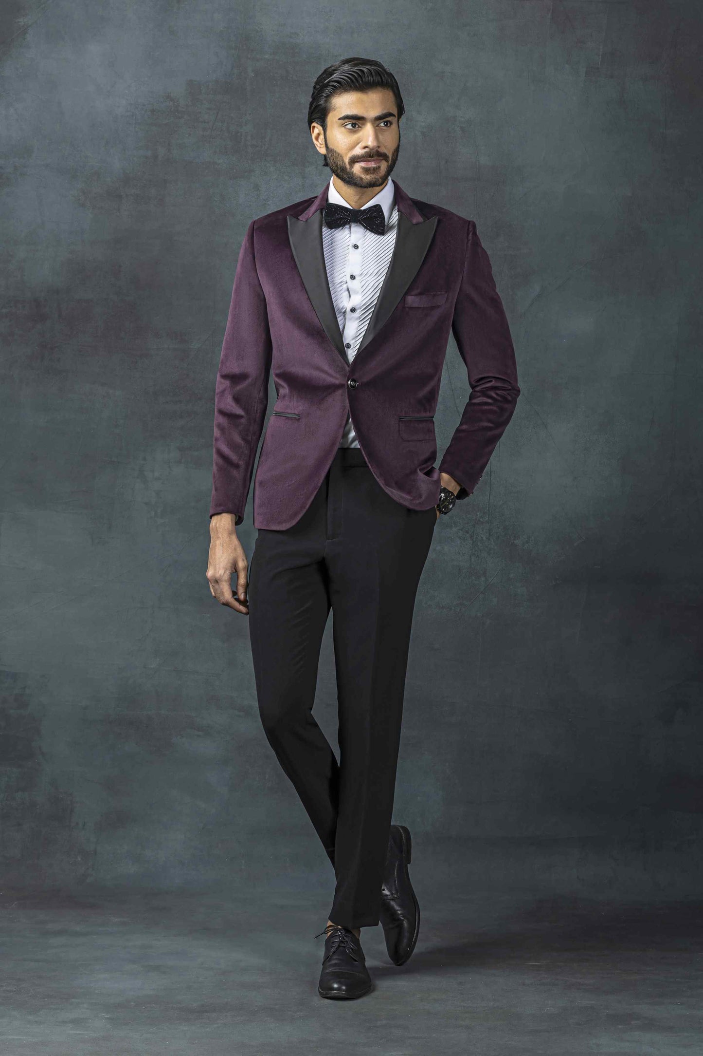 Purple Tuxedo With Satin Detailing