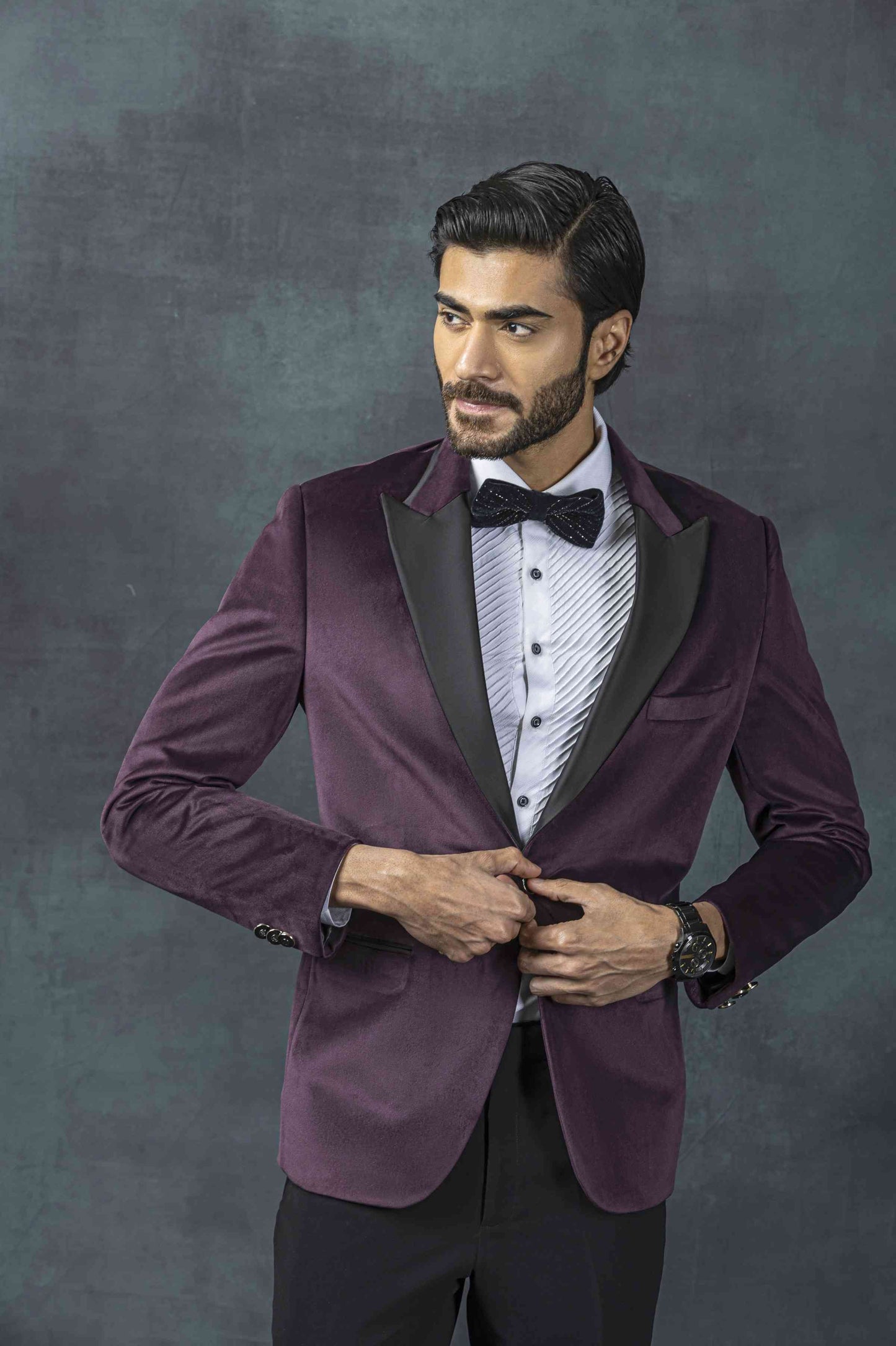 Purple Tuxedo With Satin Detailing