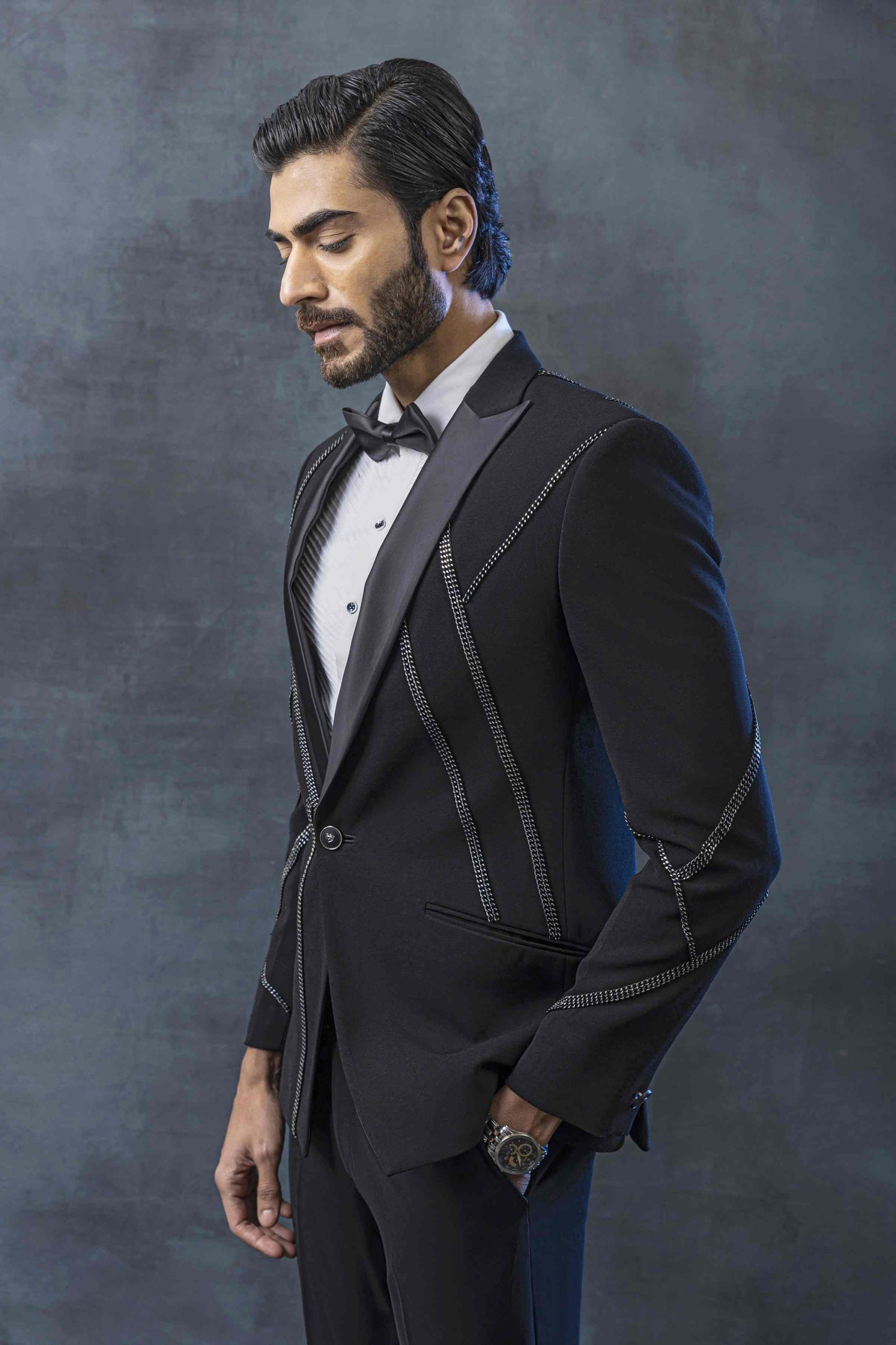 Black Tuxedo With Chain Embellishment