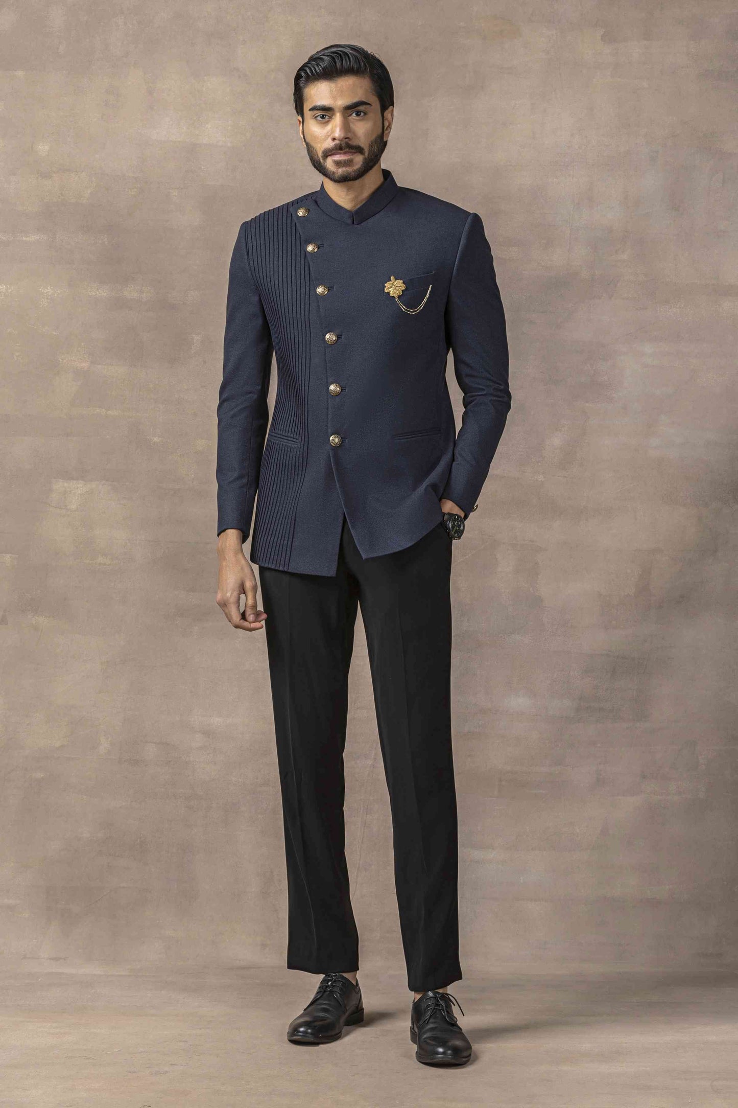 Blue Bandhgala Set