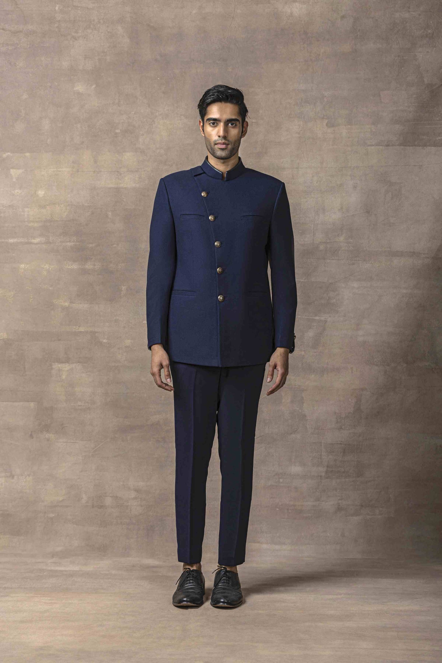 Navy Angarakha Style Bandhgala Set