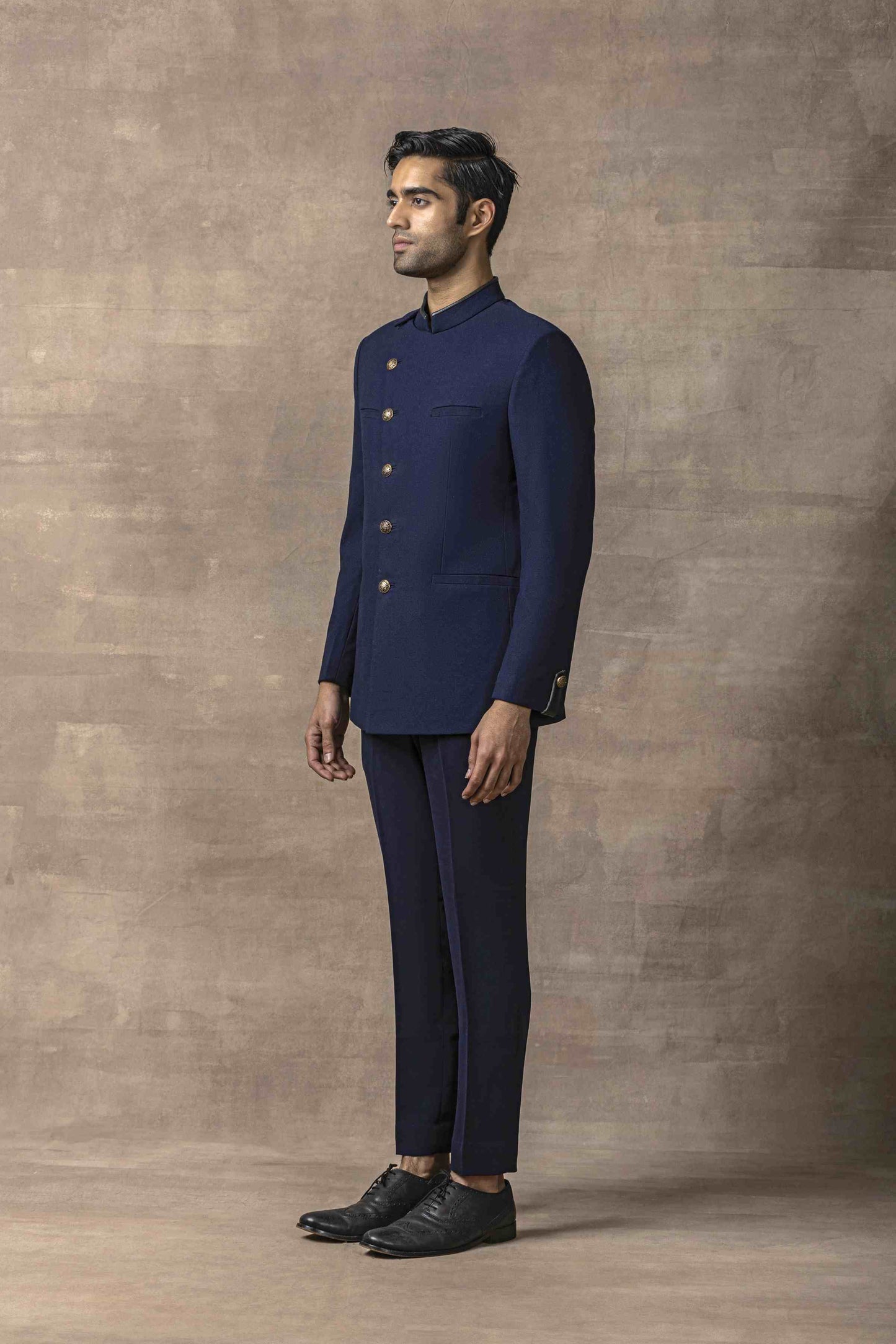 Navy Angarakha Style Bandhgala Set