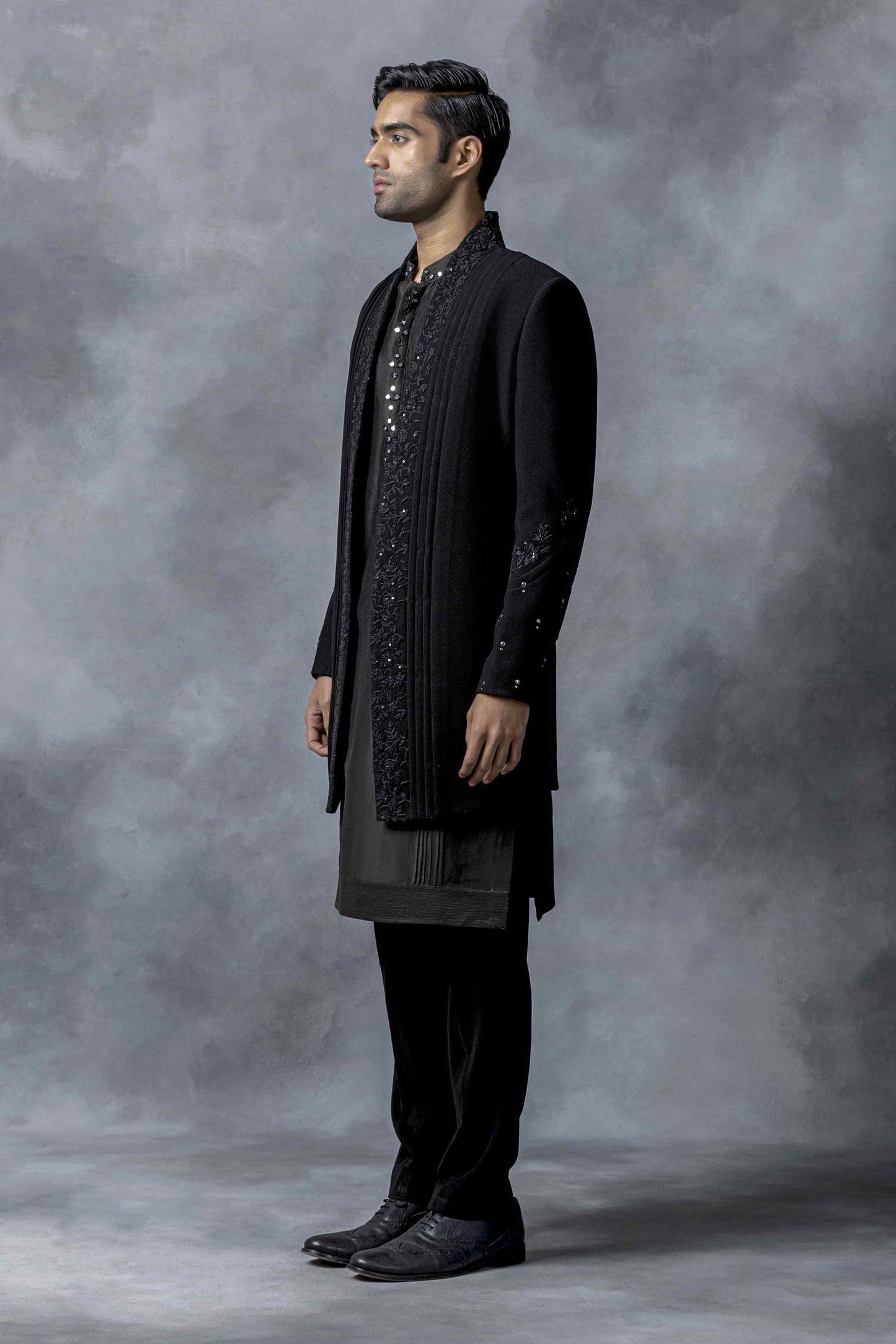Black Open Indo-Western Set