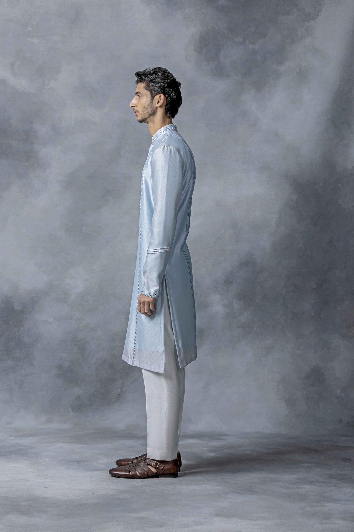 Sky Blue Mirror Work Kurta Set