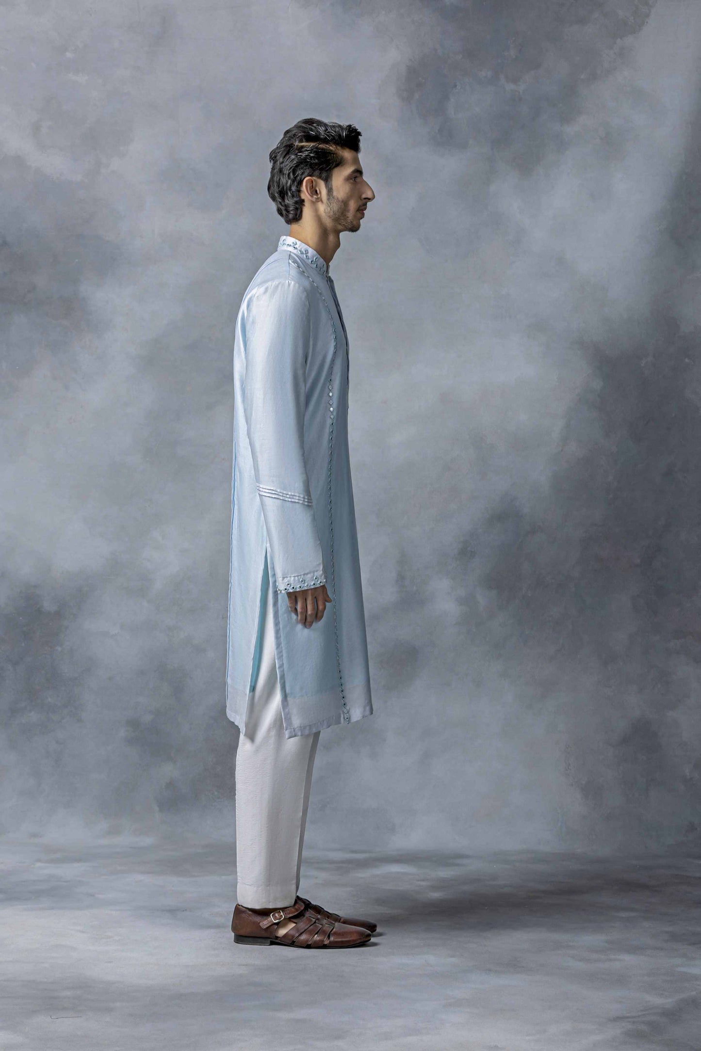 Sky Blue Mirror Work Kurta Set