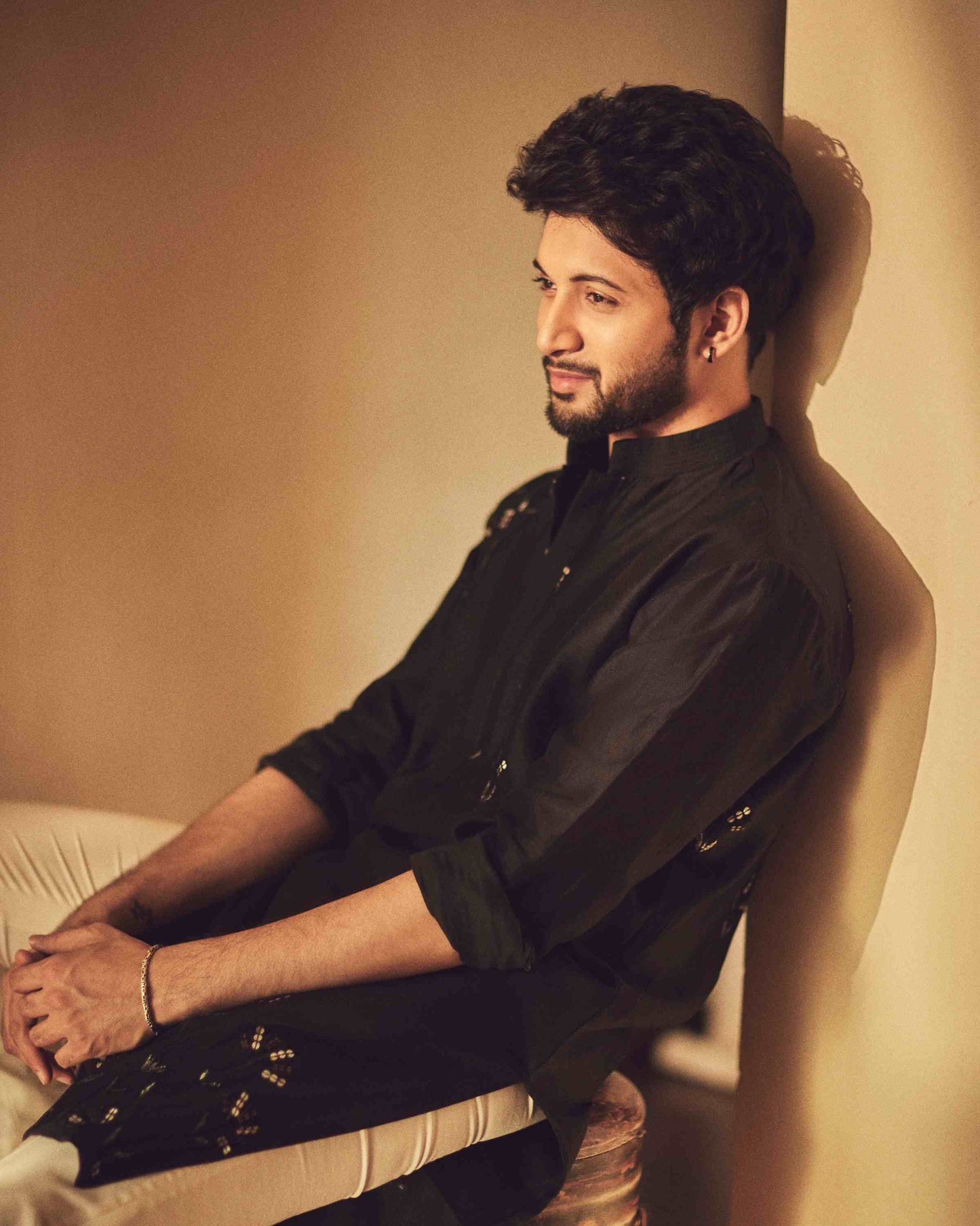 Rohit Suresh Saraf in Black Sequin Kurta Set