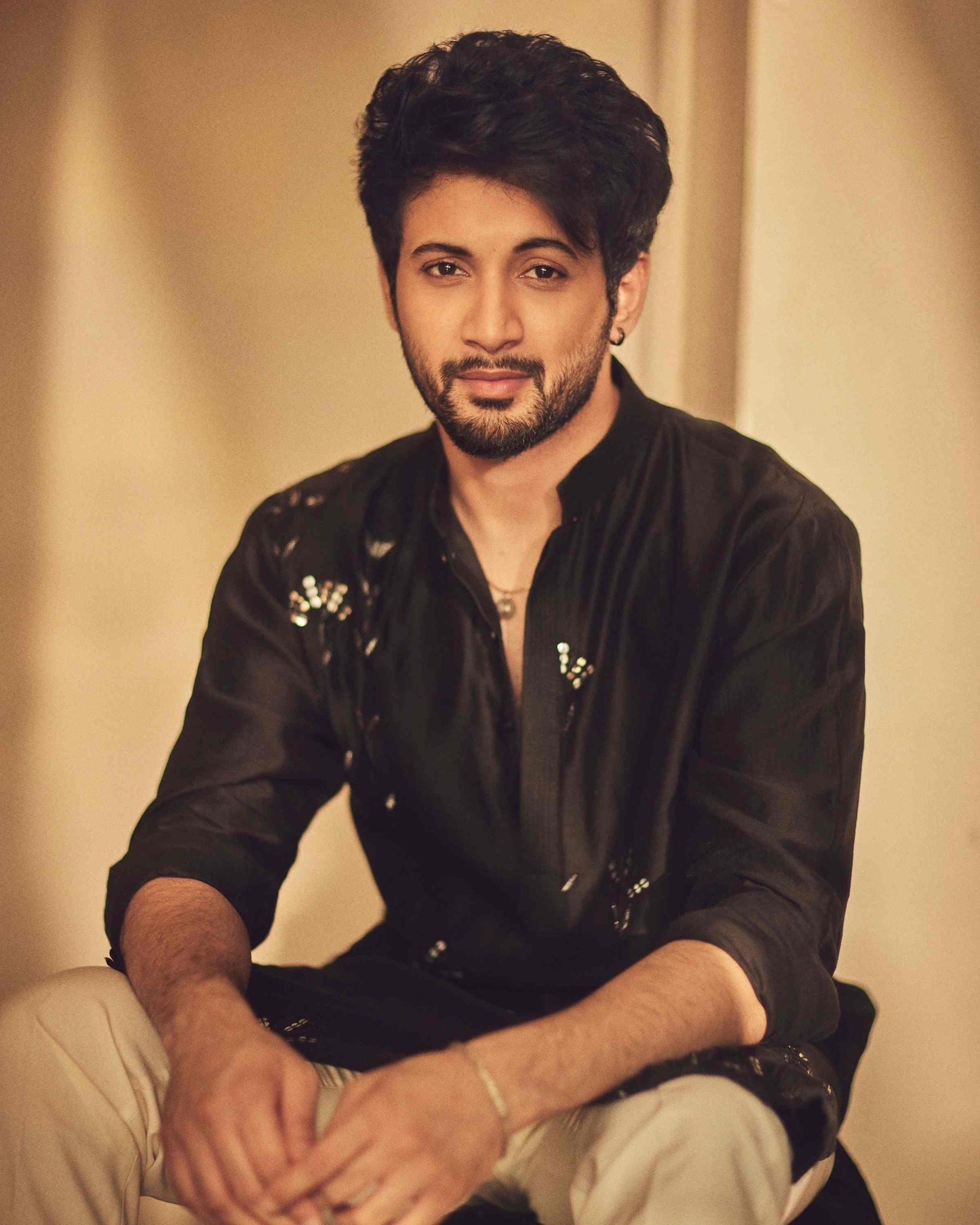 Rohit Suresh Saraf in Black Sequin Kurta Set