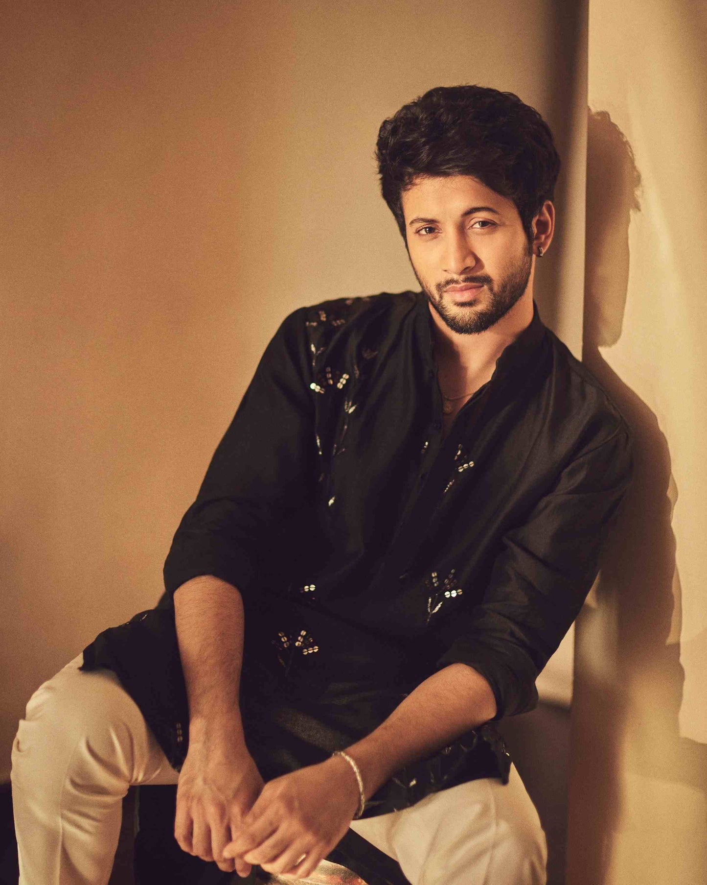 Rohit Suresh Saraf in Black Sequin Kurta Set