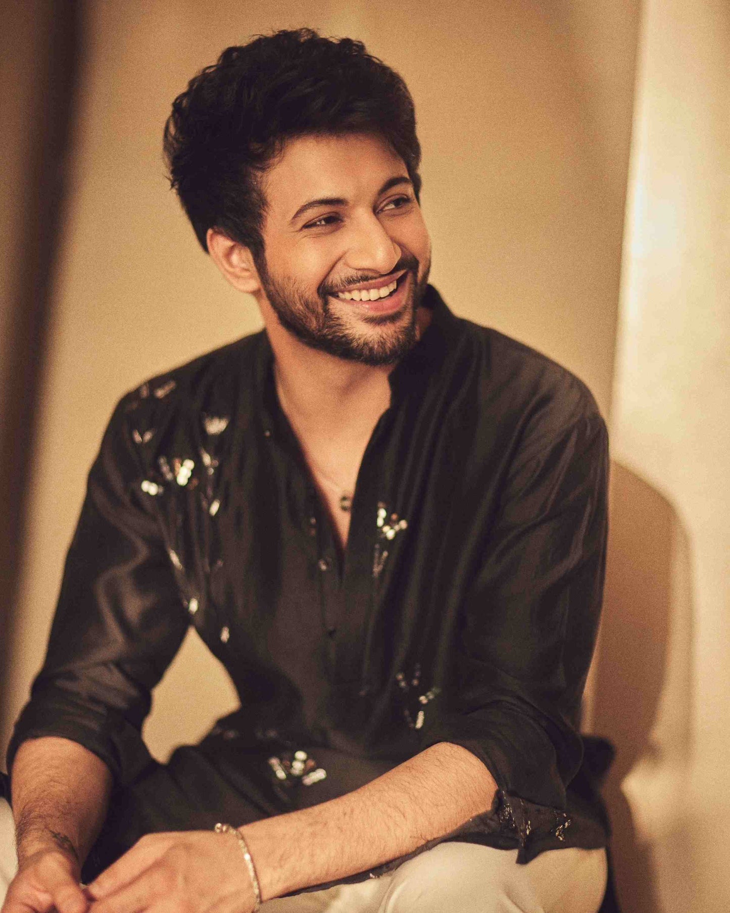 Rohit Suresh Saraf in Black Sequin Kurta Set