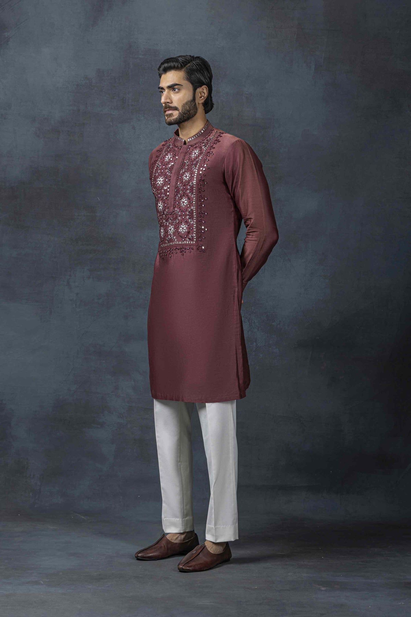 Red Mirror Work Kurta Set