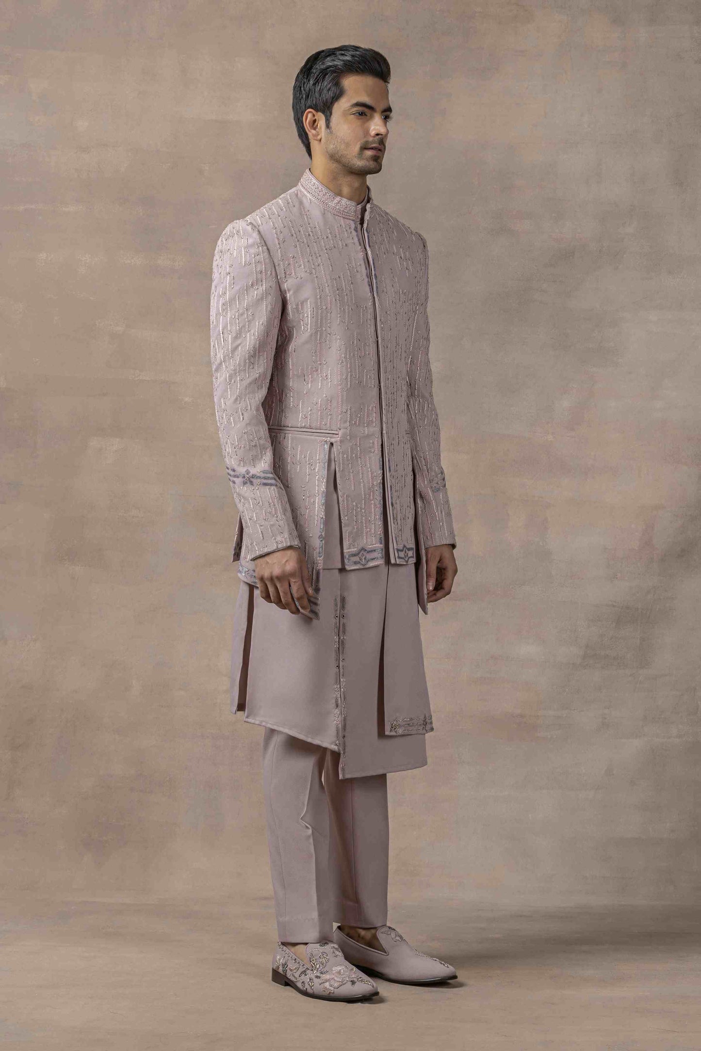 Lavender Panel Bandhgala Set