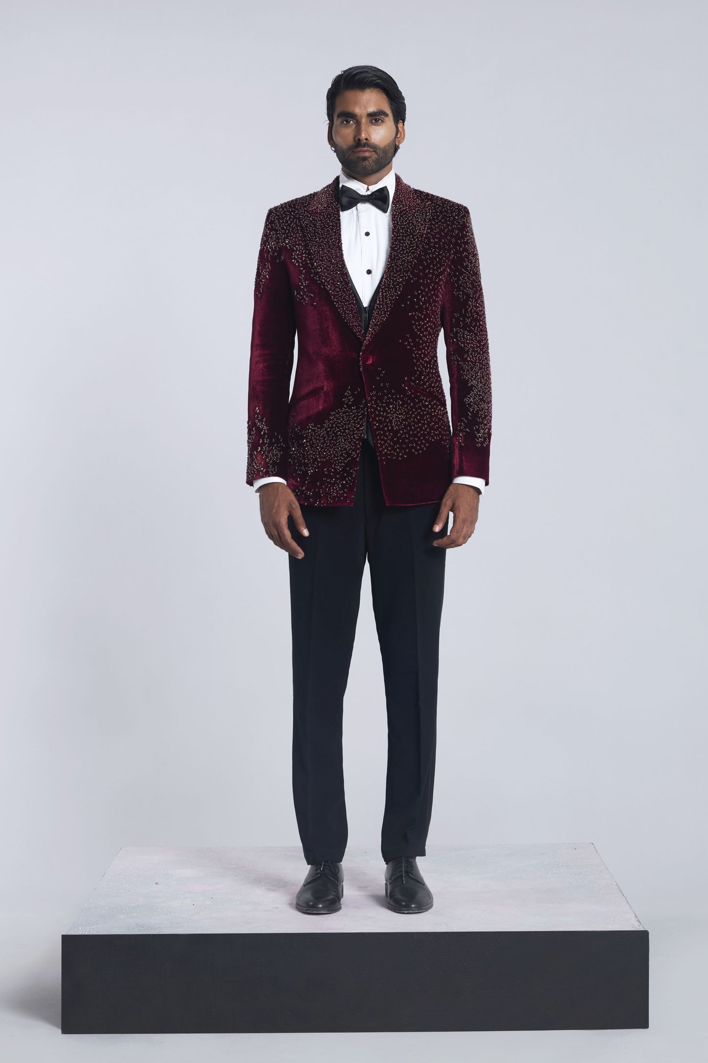 Wine pearl work tuxedo