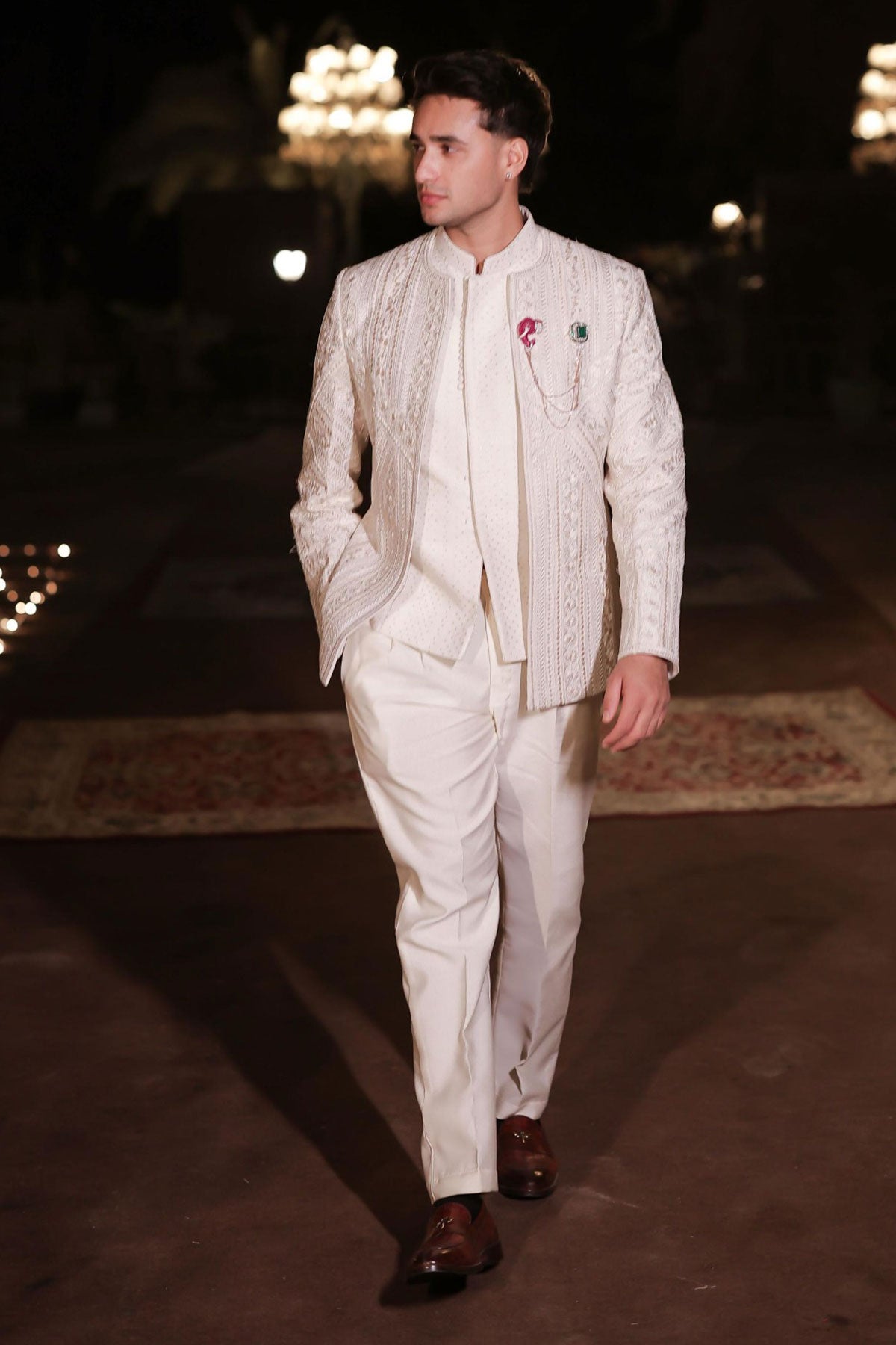 Abhishek Sharma in Ivory open bandhgala set