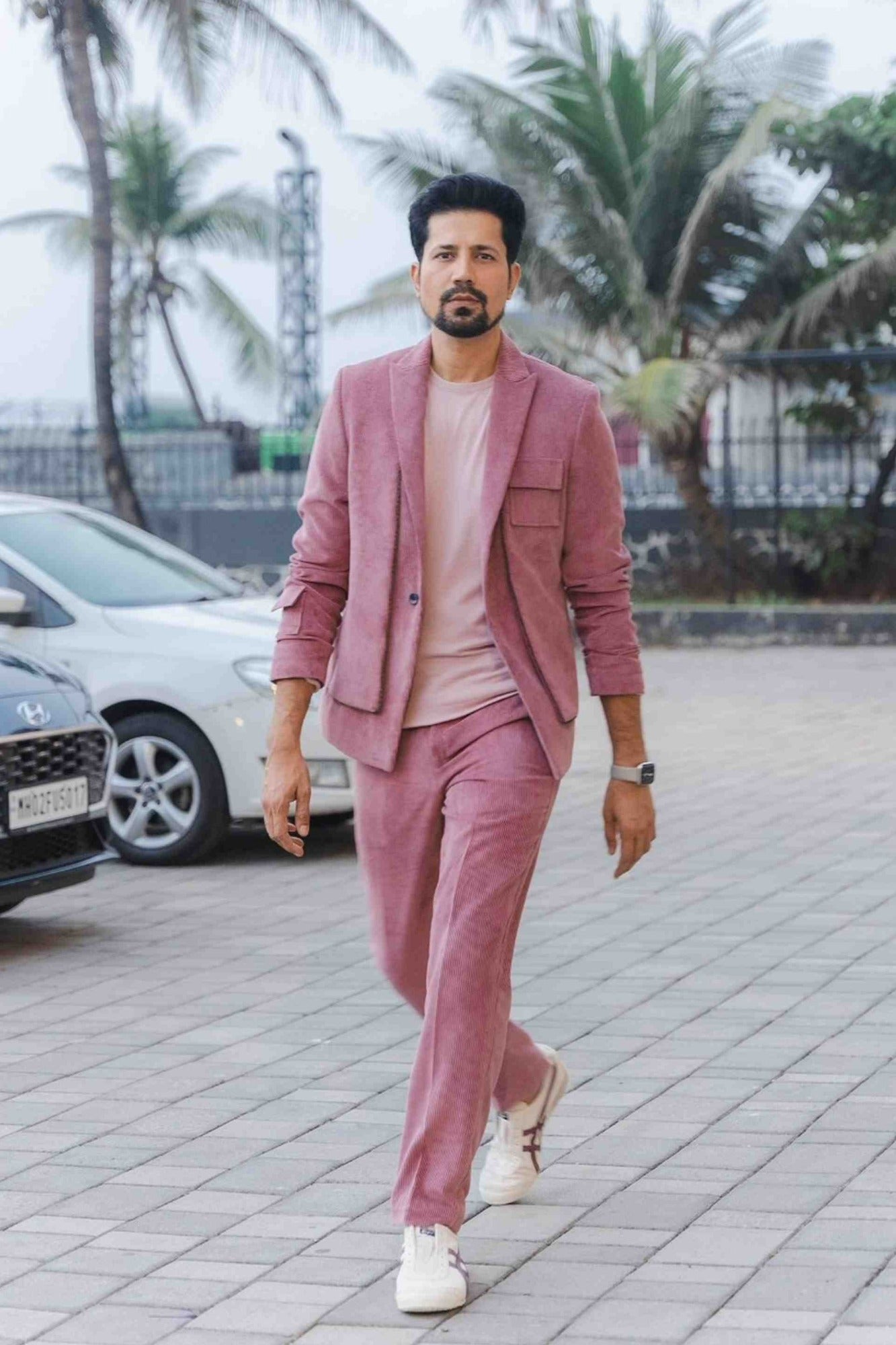 Sumeet Vyas in Salmon Pink Corduroy Set