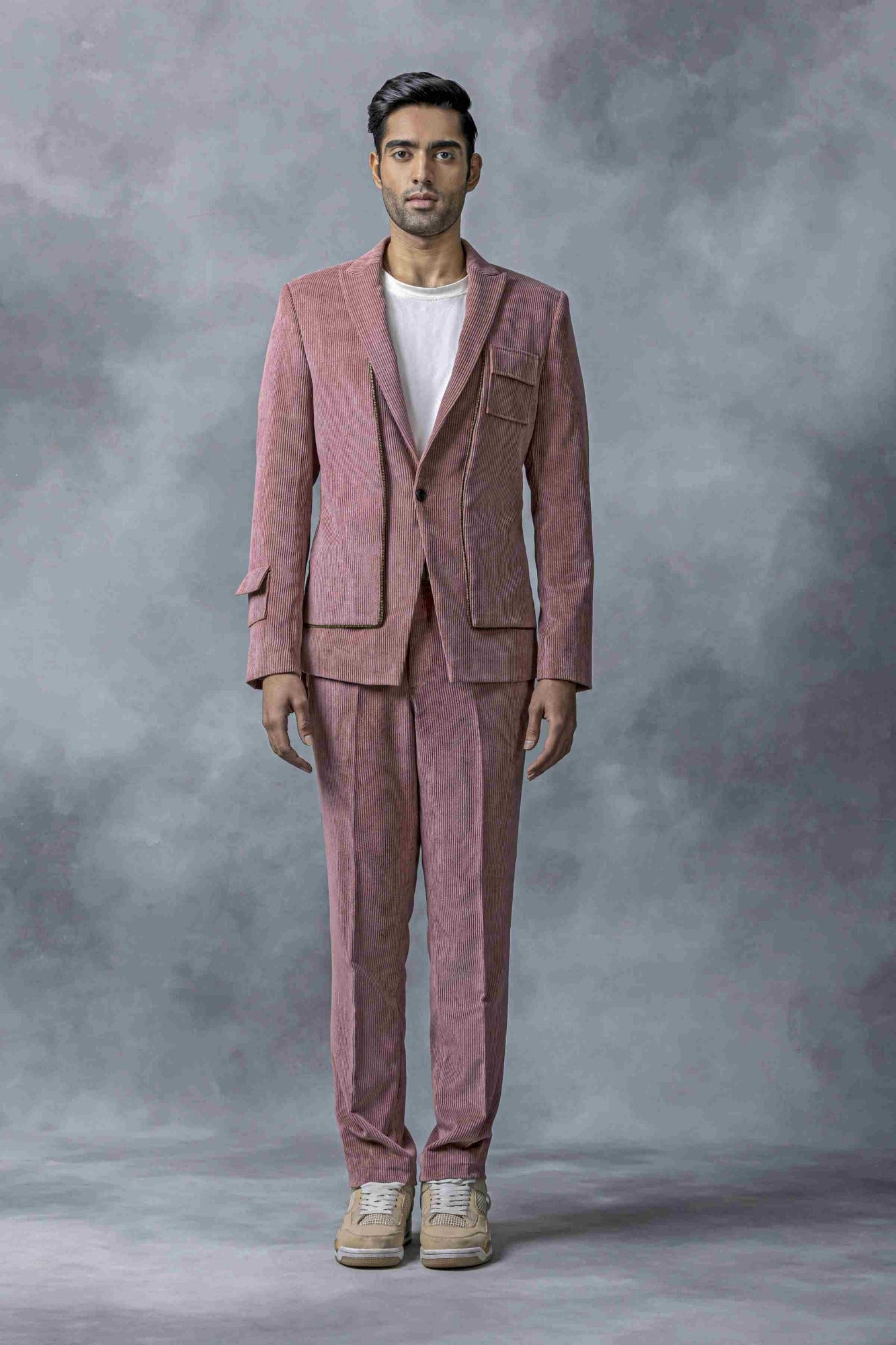 Sumeet Vyas in Salmon Pink Corduroy Set