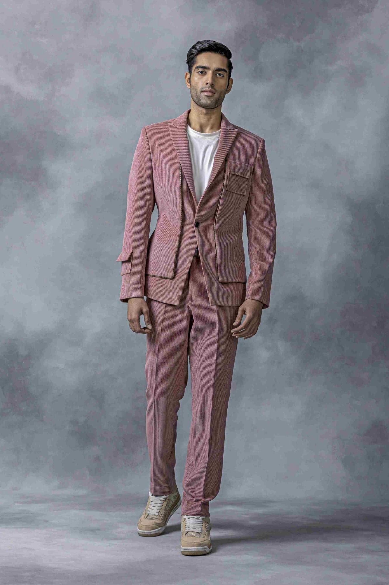 Sumeet Vyas in Salmon Pink Corduroy Set